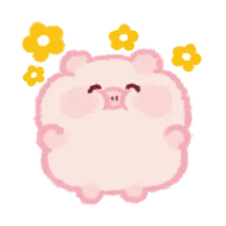 🖤 돼지, 귀여운, 동물, 만화, 분홍색, 꽃 telegram sticker