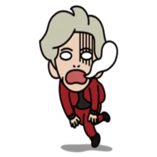 💙 cartoon, man, red suit, exhausted, character, expression, funny whatsapp sticker