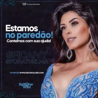 🌱 Big Brother Brasil Estamos no paredão!
Contamos com sua ajuda!
#FICAIVY
#FORATHELMA
VOTEMEM WWW.GSHOW.GLOBO.COM Big Brother, télé-réalité, vote, compétition, divertissement whatsapp sticker