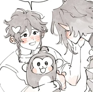 🩹 dessin animé, anime, mignon, coeur, singe telegram sticker