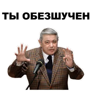 💥 ТЫ ОБЕЗШУЧЕН russo, meme, expressão, pessoa, discurso, político telegram sticker