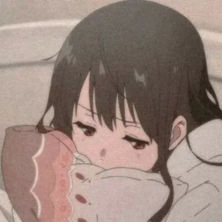 😕 anime, cô gái, buồn, dễ thương, cô đơn telegram sticker