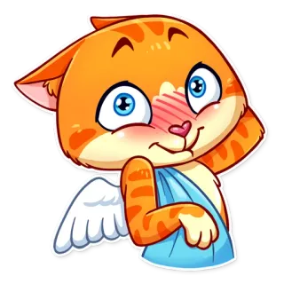 😳 고양이, 큐피드, 귀여운, 동물, 날개, 사랑, 발렌타인 whatsapp sticker
