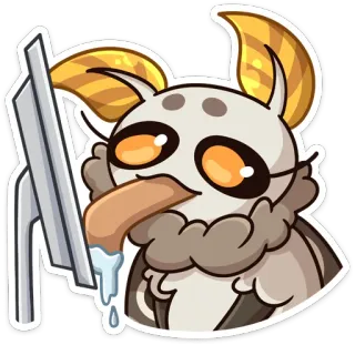 😋 falena, cartone animato, adesivo, computer, lingua, divertente, carino, anime telegram sticker