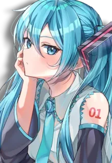 😕 Hatsune Miku 01 anime, chica, vocaloid, Hatsune Miku, pelo azul, kawaii, personaje telegram sticker