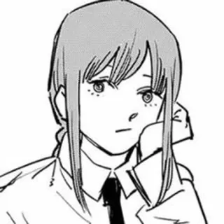 🙁 Makima Chainsaw Man makima, chainsaw man, anime, manga, personaje, blanco y negro telegram sticker