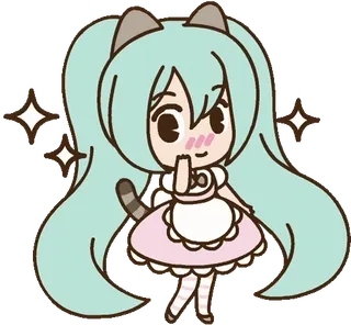 😳 Hatsune Miku Anime, Chibi, Kawaii, Hatsune Miku, Vocaloid, Słodkie, Maid whatsapp sticker