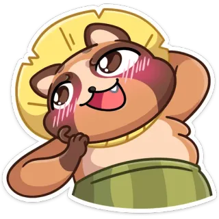 😀 mapache japonés, mono, kawaii, anime, dibujos animados whatsapp sticker