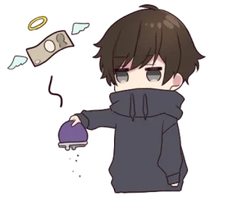 😭 Anime, Mangá, Fofo, Dinheiro, Anjo, Chibi, Desenho animado telegram sticker