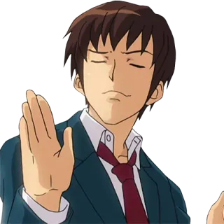 😏 Anime, Hombre, Desestimando, Gesto con la mano, Exasperado, Desaprobación telegram sticker