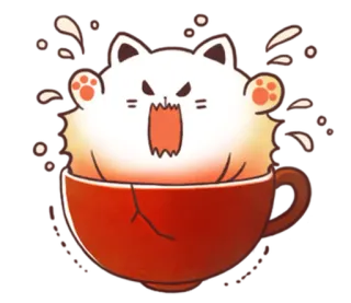 ☕ chat, tasse, en colère, mignon, chaton, animal, dessin animé, café whatsapp sticker