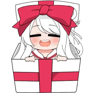 🎁 mignon, animé, fille, cadeau, présent, boîte, ruban telegram sticker