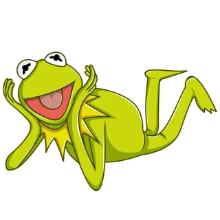😮 Kermit the Frog Kermit, Frog, Muppet, Laying, Green, Happy telegram sticker