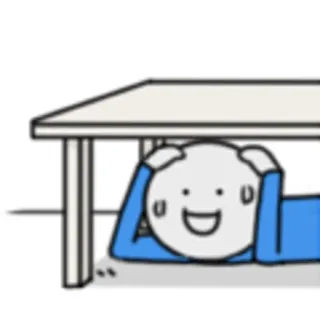 😅 stick figure, table, hiding, fear, earthquake drill whatsapp sticker