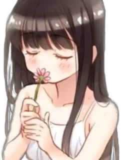 🌸 动漫女孩, 花, 可爱, 卡通, 女孩, 花朵, 平静 telegram sticker