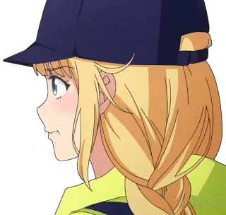 😠 Anime, Menina, Loira, Chapéu, Perfil, Desenho animado telegram sticker