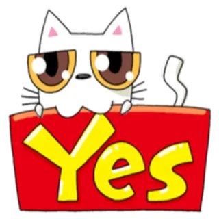 😌 Yes kot, tak, pozytywny, potwierdzający, słodki whatsapp sticker