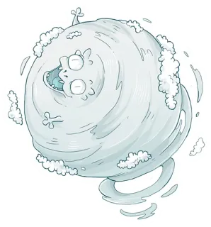 ☁ Wolke, Monster, Cartoon, Figur, skurril telegram sticker