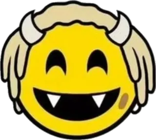 😄 emoji, demon, devil, yellow, smiling, horns, monster telegram sticker