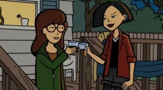 🌟 Daria animated, cartoon, drinking, friends, Daria Morgendorffer, Jane Lane telegram sticker