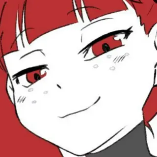 😏 애니메이션 여자, 만화, 능글, 빨간 머리, 일러스트, 초상화 telegram sticker
