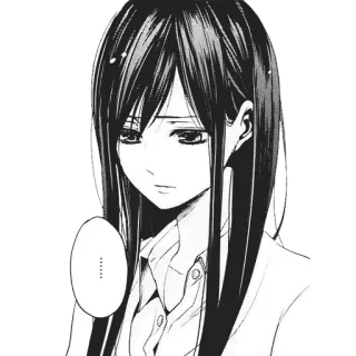 🙁 ...... anime girl, manga, long hair, sad, cartoon telegram sticker