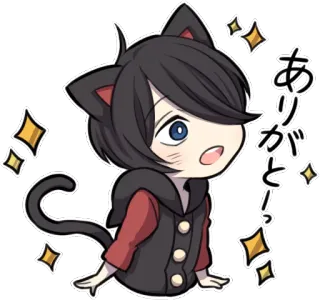😍 ありがとう Katzenohren, Anime, süß, Glitzer, kawaii, danke telegram sticker