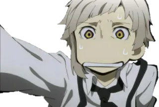 😰 Atsushi Nakajima Bungo Stray Dogs Anime, Mangá, Expressão, Preocupado, Assustado, Bungo Stray Dogs telegram sticker