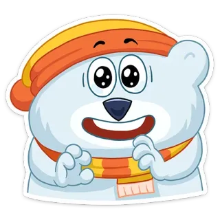 😮 漫画, クマ, 動物, 冬, マフラー, 帽子 telegram sticker