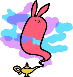 😝 Hase, Geist, Lampe, Magie, Cartoon, Tier, Wunsch, Fantasy whatsapp sticker