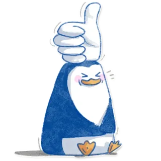 👍 pinguino, pollice su, positivo, cartone animato, carino, animale, approvazione telegram sticker