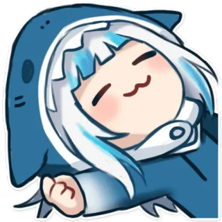 😴 shark, cartoon, anime, cute, kawaii telegram sticker