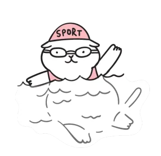 🏊‍♀️ SPORT natation, chat, sport, animal, mignon, nager, piscine telegram sticker