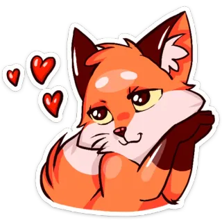 💕 лиса, милый, животное, сердечки, каваи whatsapp sticker