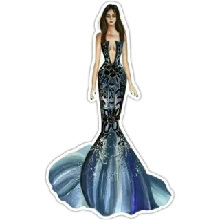 😌 kleid, abendkleid, mode, illustration, blau, kunstwerk, kleidung, stil telegram sticker