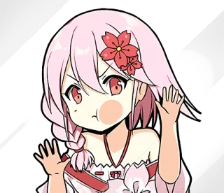 😕 Anime, Dessin animé, Sticker, Fille, Cheveux roses, Fleur, Mignon whatsapp sticker