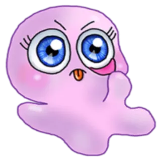 😛 sticker, dessin animé, personnage, mignon, rose telegram sticker