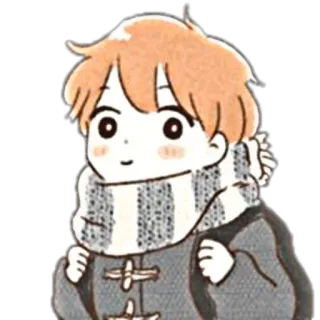 🌨 Anime, Anak laki-laki, Syal, Musim dingin, Lucu, Ilustrasi telegram sticker