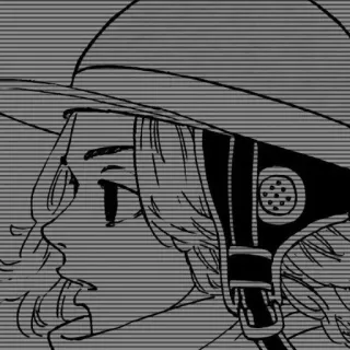 🧸 Manga, Anime, Personaggio, Elmetto, Cappello, Lineart telegram sticker