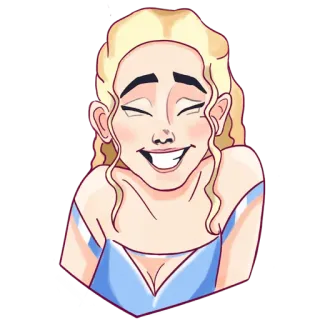 ☺️ vrouw, blond, glimlachend, cartoon, decolleté telegram sticker