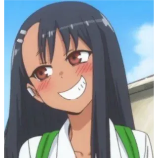 😜 Nagatoro Don't Toy with Me, Miss Nagatoro anime, manga, glimlachend, schooluniform telegram sticker