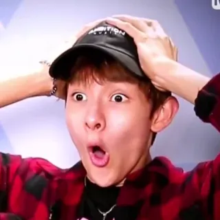 😯 AMBITION Шок, K-pop, Знаменитость, Сюрприз, Айдол, Смешно, Мем telegram sticker