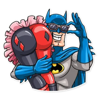 🍑 Batman Batman, Harley Quinn, DC Comics, Superhero, Cartoon telegram sticker