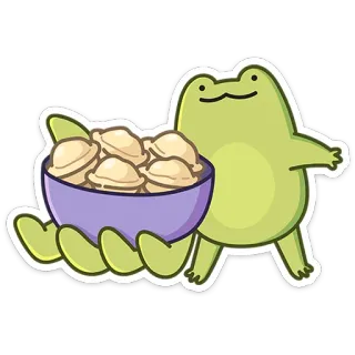 🥟 katak, pelmeni, pangsit, makanan, kartun, imut whatsapp sticker