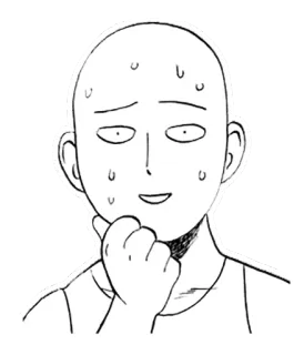 😰 Saitama One-Punch Man Saitama, One-Punch Man, anime, manga, thinking, worried telegram sticker