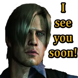 👀 Leon S. Kennedy Resident Evil I see you soon! resident evil, leon kennedy, gra wideo, horror whatsapp sticker