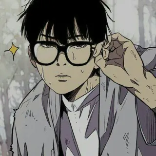 🚲 Anime, Dibujos animados, Gafas, Ilustración, Manga, Personaje telegram sticker