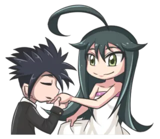 👫 anime, couple, kissing, romantic, chibi telegram sticker