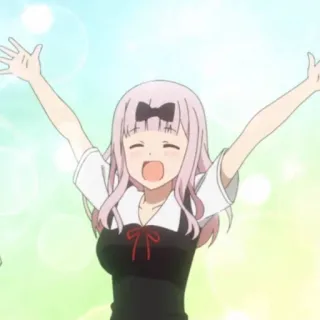 😄 Chika Fujiwara Kaguya-sama: Love Is War anime, chika fujiwara, kaguya-sama, kawaii, happy, cute, school girl, waifu whatsapp sticker