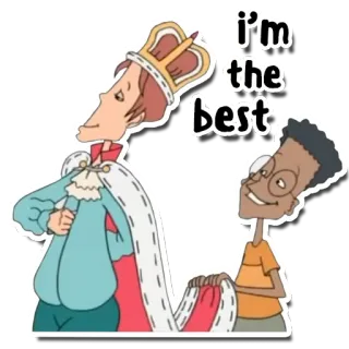 🥇 I'm the best Hoạt hình, Vua, Vương miện, Hài hước, Kiêu ngạo, Hoàng gia, Áo choàng telegram sticker